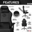 Techni Sport Tsf65c Fabric Gaming Chair With Memory Foam, Recline & Adjustable Arms, Black