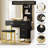 4 Drawer Vanity Dresser Set with Sliding LED Mirror, 3 Color Lighting, Built-in Charging Station, Open Shelf and PU Stool, Modern Makeup Dresser for Bedroom-1886017881