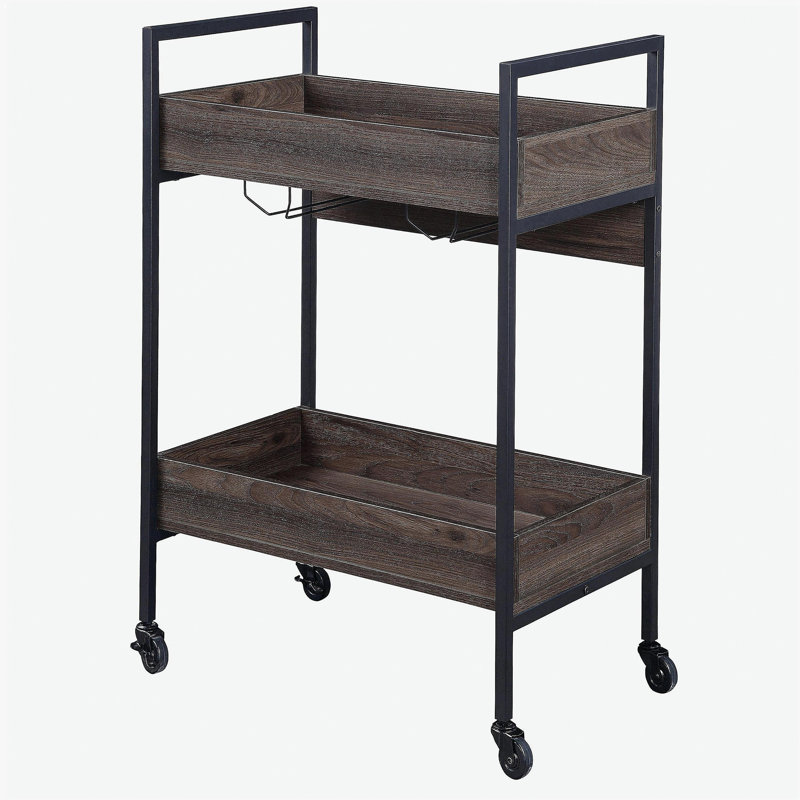 Chariot de service double noyer et noir