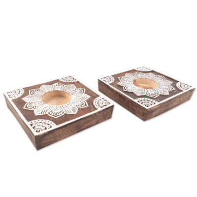 0.9'' H Wood Tabletop Tealight Holder