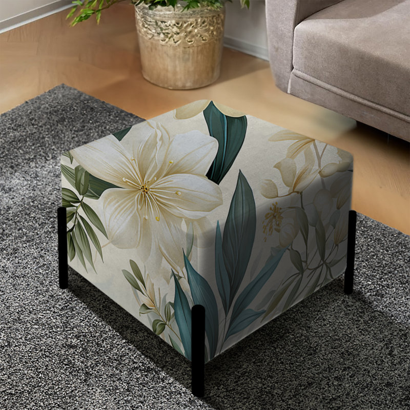 Serene Botanic Tropical Motif II - repose-pieds carré tropical