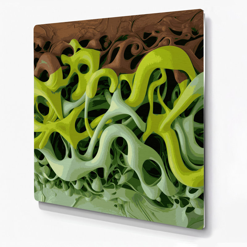 Biomorphic Abstraction 55 Green Metal Wall Art, 32" H x 32" W