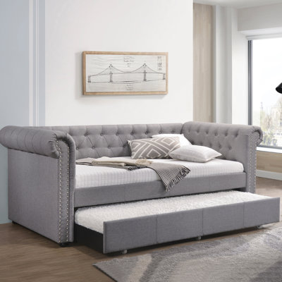 Justice Smoke Grey Fabric Daybed W/Trundle (Daybed)