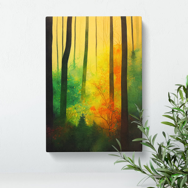 Forest In Watercolour No.5 - Wrapped Canvas Print, 50cm H x 35cm W x 3cm D