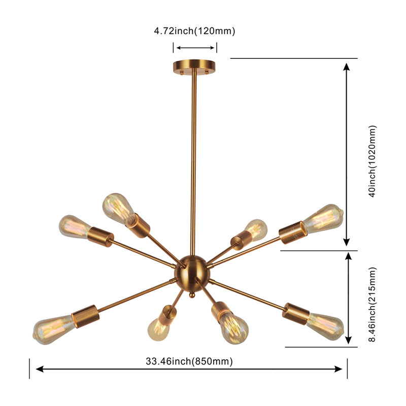 Lustre sphérique 8 lumières Spoutnik, Laiton brossé