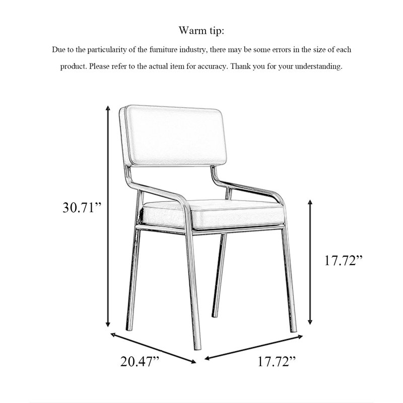 Chaise rembourrée en fer forgé pour la salle à manger, Noir