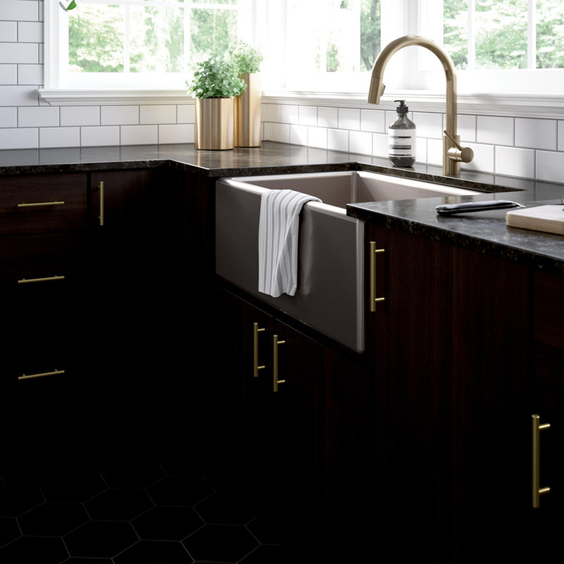 Satin Gold Modern Bar Cabinet Drawer Pull Handle Set