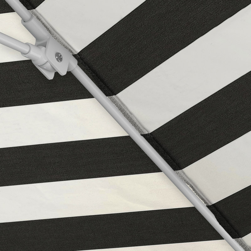Parasol de marché octogonal 9 pi Willa, Cabana classique à rayures noires Sunbrella®, Matted White