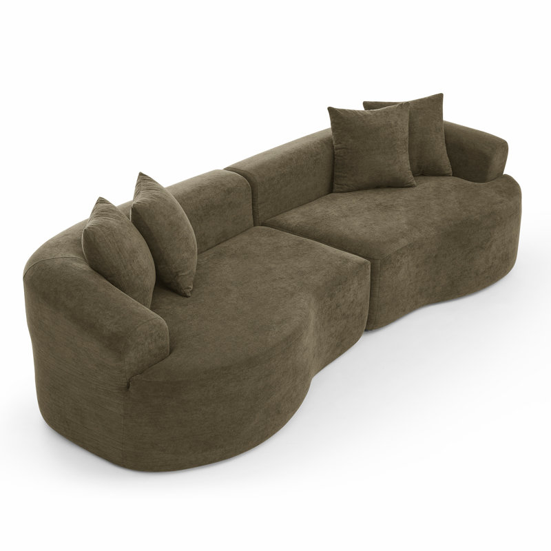 Canapé modulaire courbé 4 places Modern Cloud, Marron foncé