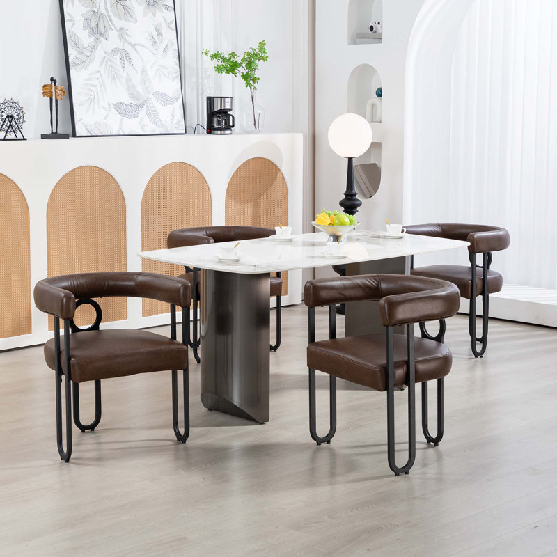 Ensemble de 2 fauteuils de cuisine rembourrés en tissu polyuréthane pour salon