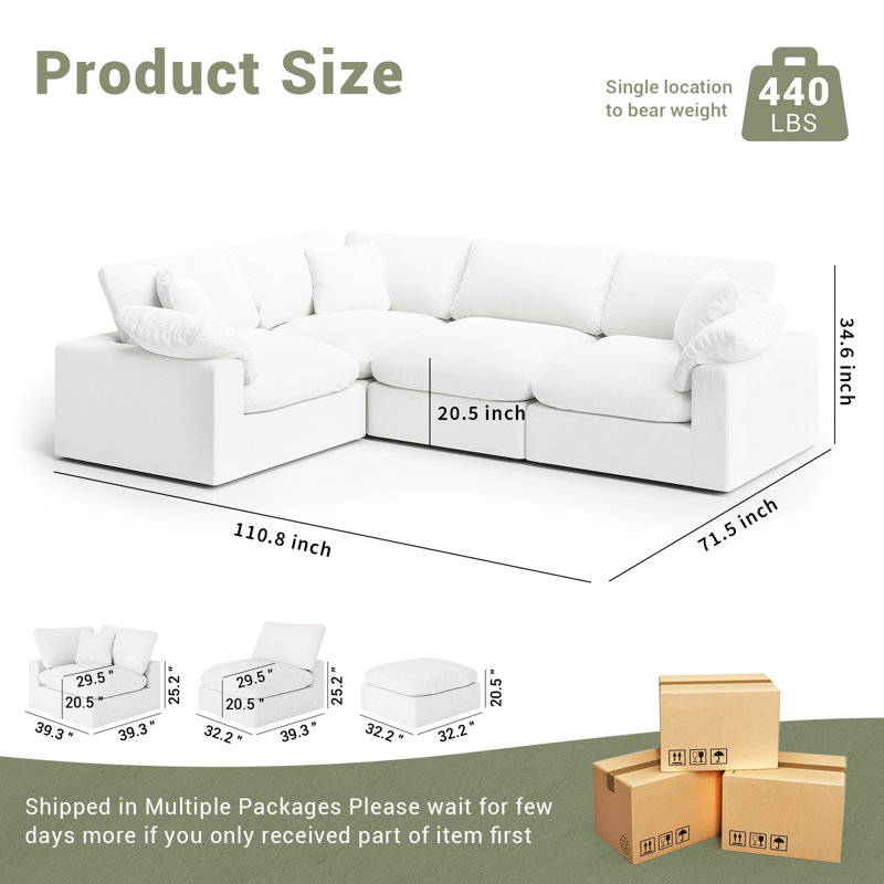 Canapé modulaire surdimensionné Cloud, Blanc