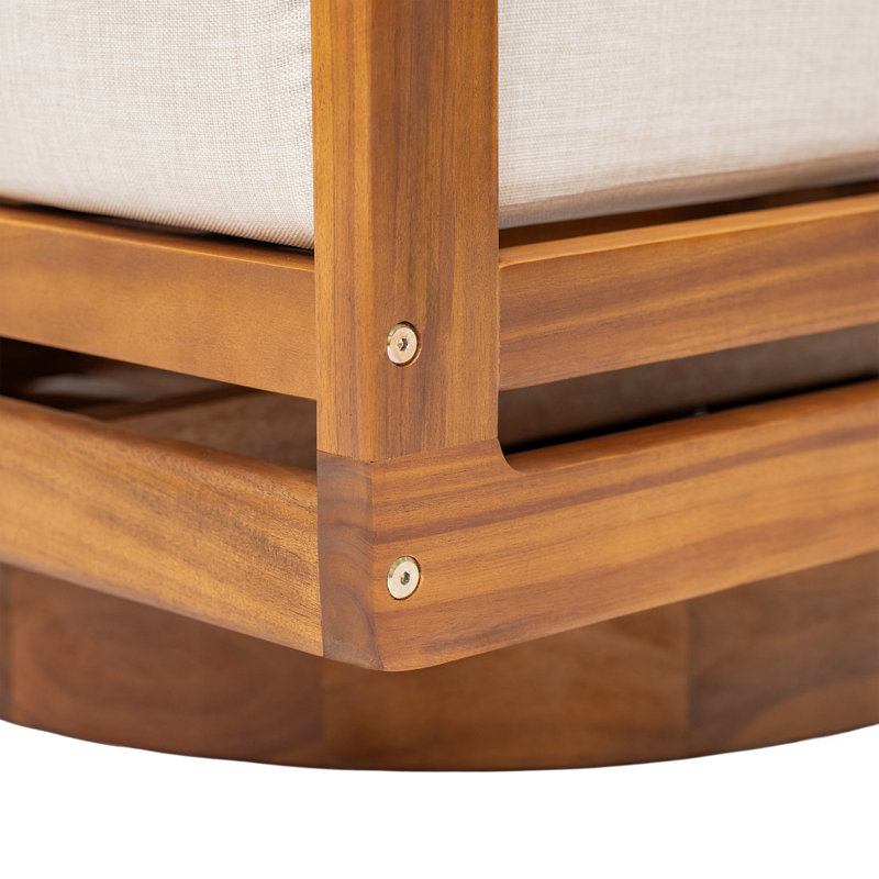 Chaise longue pivotante à 360 ° en bois d'acacia Sundale