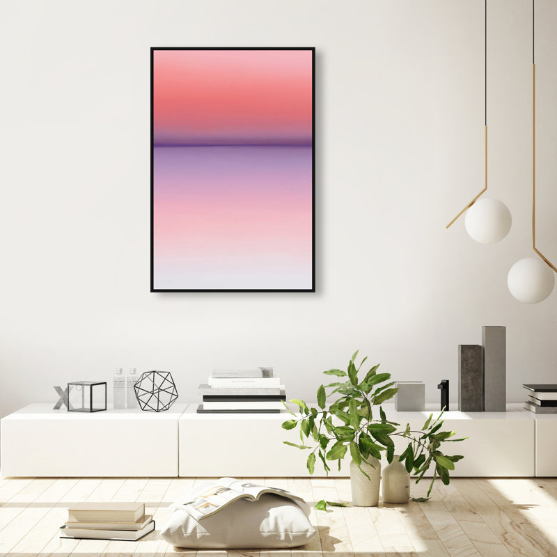 Peach Coastline II Print by Oliver Gal, 25"H x 17"W, Black Floater Frame