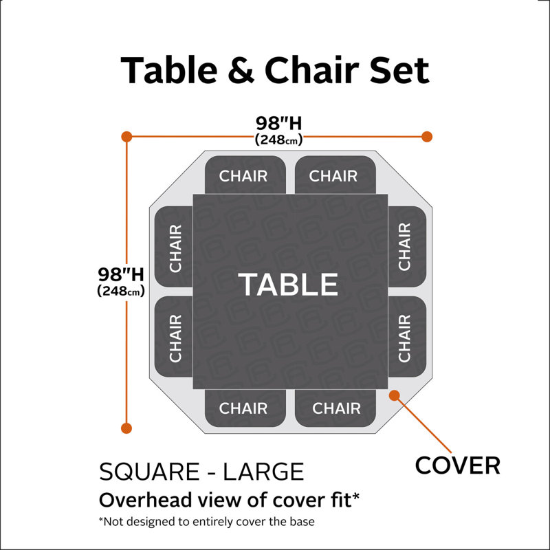 Khalil Water-Resistant Square Patio Table & Chair Set Cover, 24" H x 100" W x 100" D