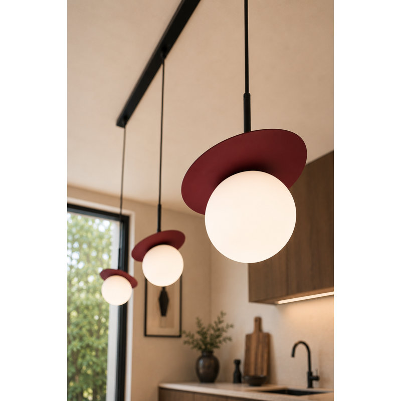 - Light Pendant, 120cm H x 65cm W, Black/Wine