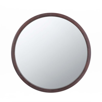 20"Circle Wall Mirror with Wooden Frame
