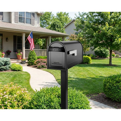 Pillar-style mailbox, medium size, classic black.