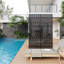 Freestanding Metal Privacy Screen, Laser Cut Decorative Garden Fence Panel with Stand, Rustproof Galvanised Steel Divider, 183x120cm, Black, Diagonal Twill Style
