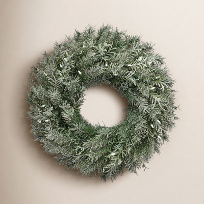 24" Frosted Fir Pre-Lit Wreath