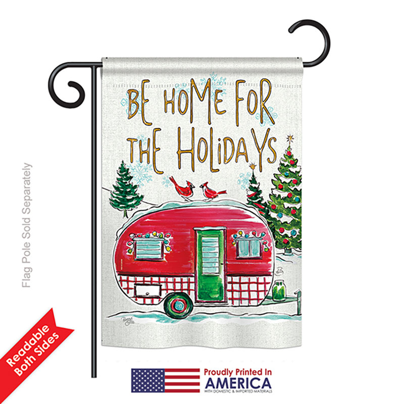 Drapeau de maison en polyester 2 faces Home For Holiday, 18 po x 13 po