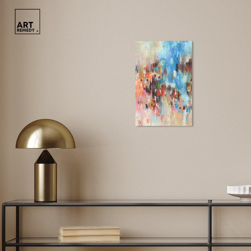 Lovely Feeling Blue and Orange Abstract Canvas Wall Art, 10" x 15"