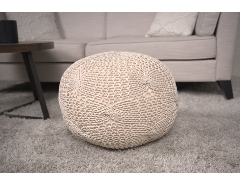 Pouf rond en coton Bordeaux, lavande, Polyester lavande