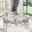 Solid Wood 4-Person Dining Set Grey Extendable Dining Table With Upholstered Padded Chairs