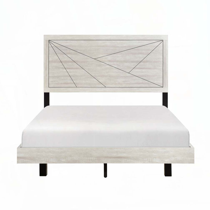 Gray Oak Finish Platform Bed, King