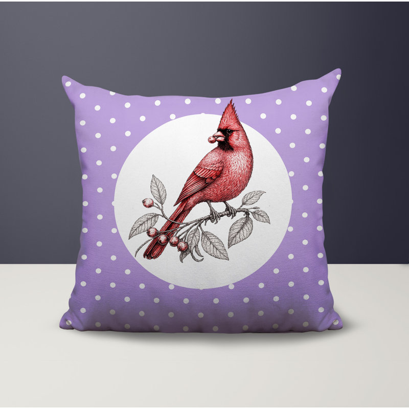 Oreiller réversible intérieur / extérieur Red Cardinal, 16 x 16, Lavande
