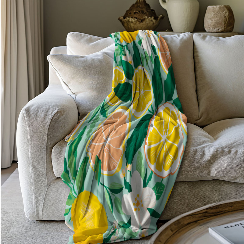 Vibrant Citrus Art - 1 pièce Sherpa Premium, L 80 po x l 60 po