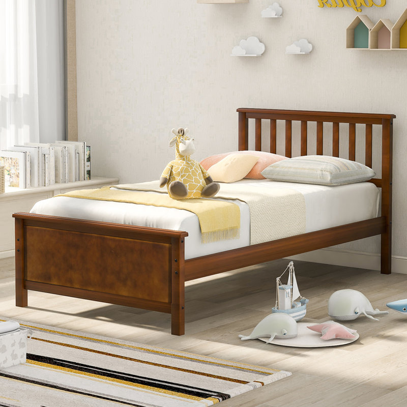 Solid Wood Slat Bed, Walnut