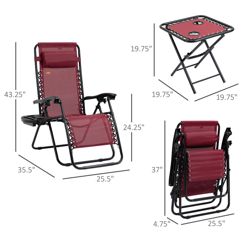 Folding Recliner Chair, Red