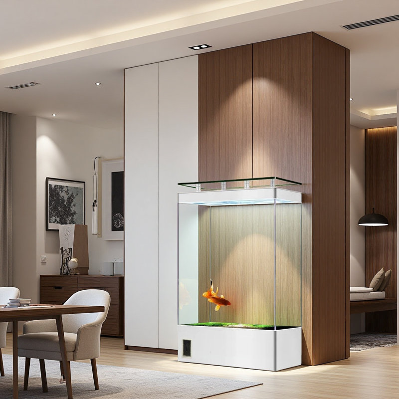 White Rectangular Modern Eco Aquarium Tank, 84 Gallon (55.7"H x 39.3"W x 15.7"D)
