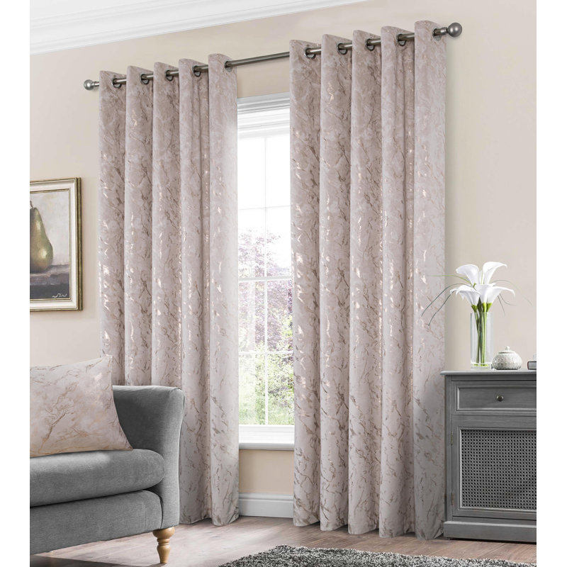 Foland Velour Room Darkening Curtain Pair, 165cm Width x 137cm Drop, Cream