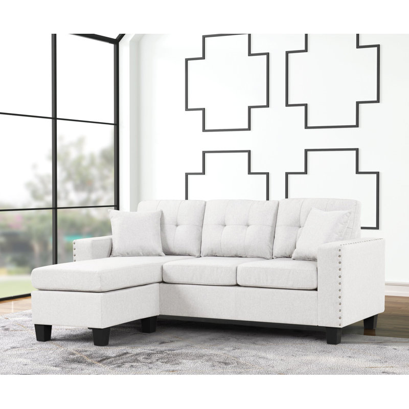 Aldersley Upholstered L-Shaped Sectional Reversible, Sand Linen
