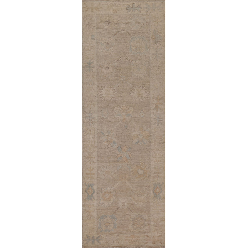 Tapis de couloir unique en laine noué à la main de style nouvel âge 2 pi 8 po x 9 pi Oushak