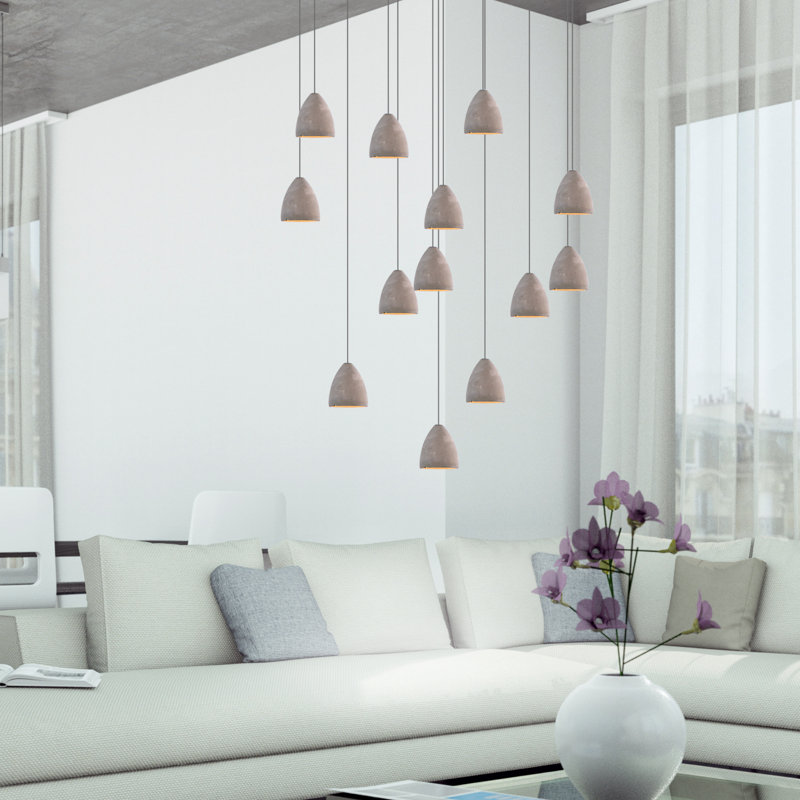 Luminaire suspendu en forme de cloche 13 lumières Atherton, Nickel