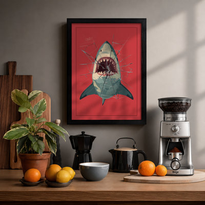 Shark Confrontation Modern - Framed Print