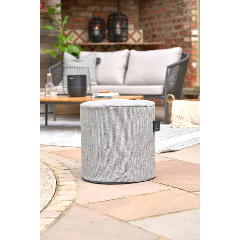 Cosipouf 45cm Wide Round Chevron Pouffe Ottoman, Grey