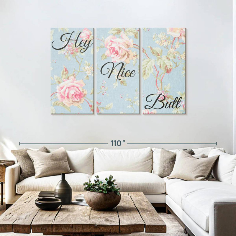 Ketti Hey Nice Butt Typography, 48" H x 74" W