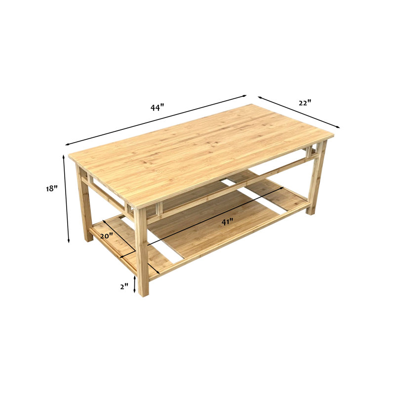 Zen Coffee Table with Bottom Shelf