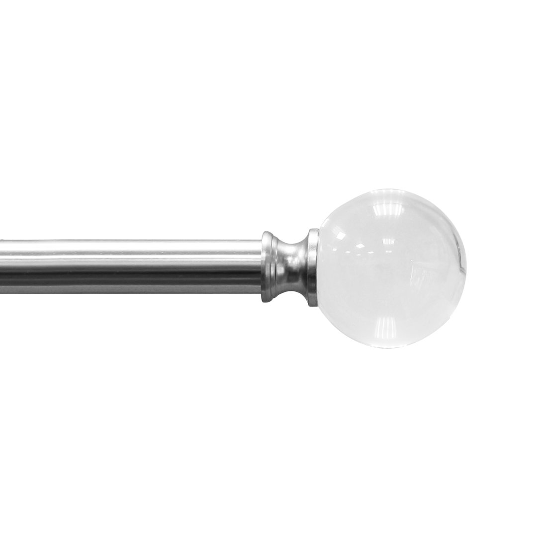 Derika 3/4" Acrylic Ball Adjustable Single Rod Brushed Nickel  Rosdorf Park 