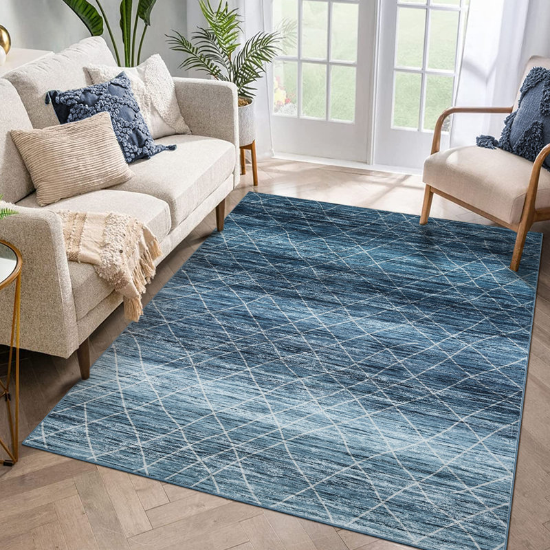 Boho Machine Washable Rug with Rubber Backing for Living Room Geometric Non-Slip Area Rug Indoor Carpet Non-Shedding Rug for Bedroom Dining Room Hallway Kitchen Office Playroom Nursery