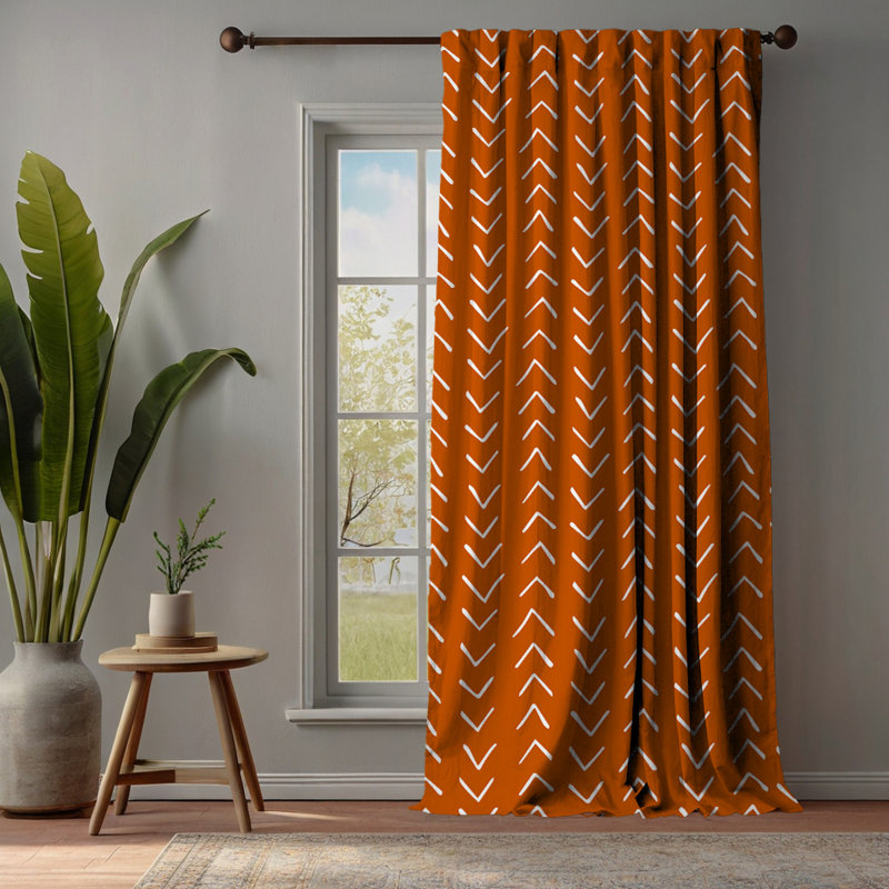 Bohemian Room Lined Single Panel Curtain, Orange, 140cm Width x 225cm Drop