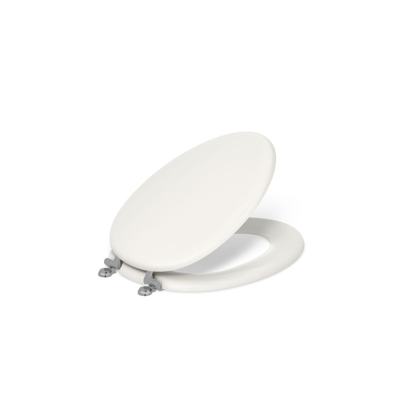 Kathryn Elongated Toilet Seat, Dune, Polished Chrome