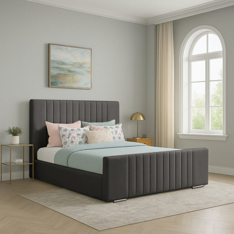 Aerys Upholstered Bed, Small Double (4'), Asphalt