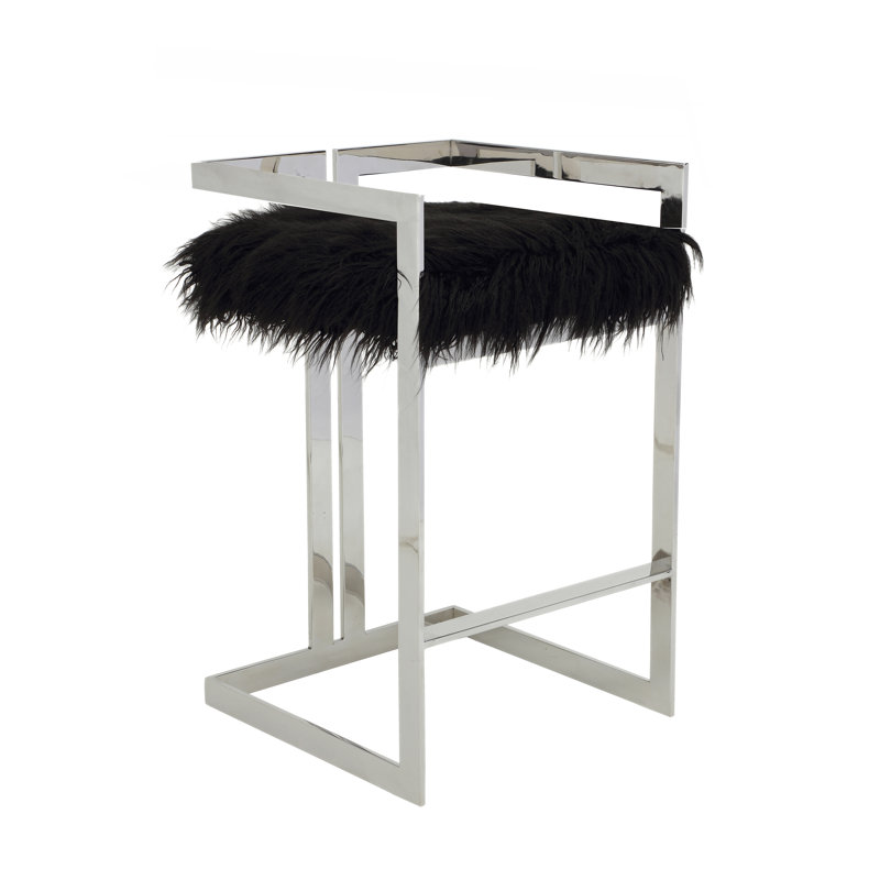 Tabouret Odin, Noir, Argent, Tabouret de bar (siège d'une hauteur de 30 po)