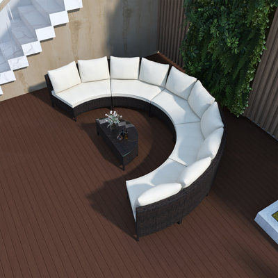 5 Pieces Brown PE Rattan Wicker Outdoor Patio Sectional Set -  Staykiwi, SKTMPS06-BEG