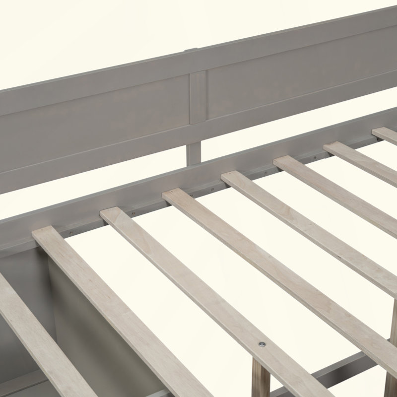 Daybed With Drawers And Shelves, Full, Gray