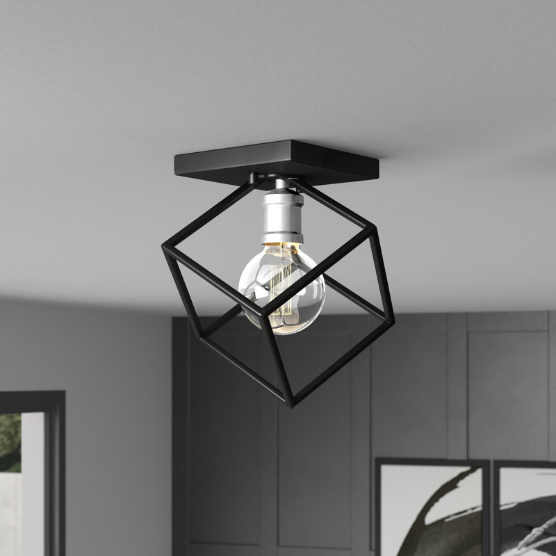 Democritus Flush Mount, Matte Black/Brushed Nickel